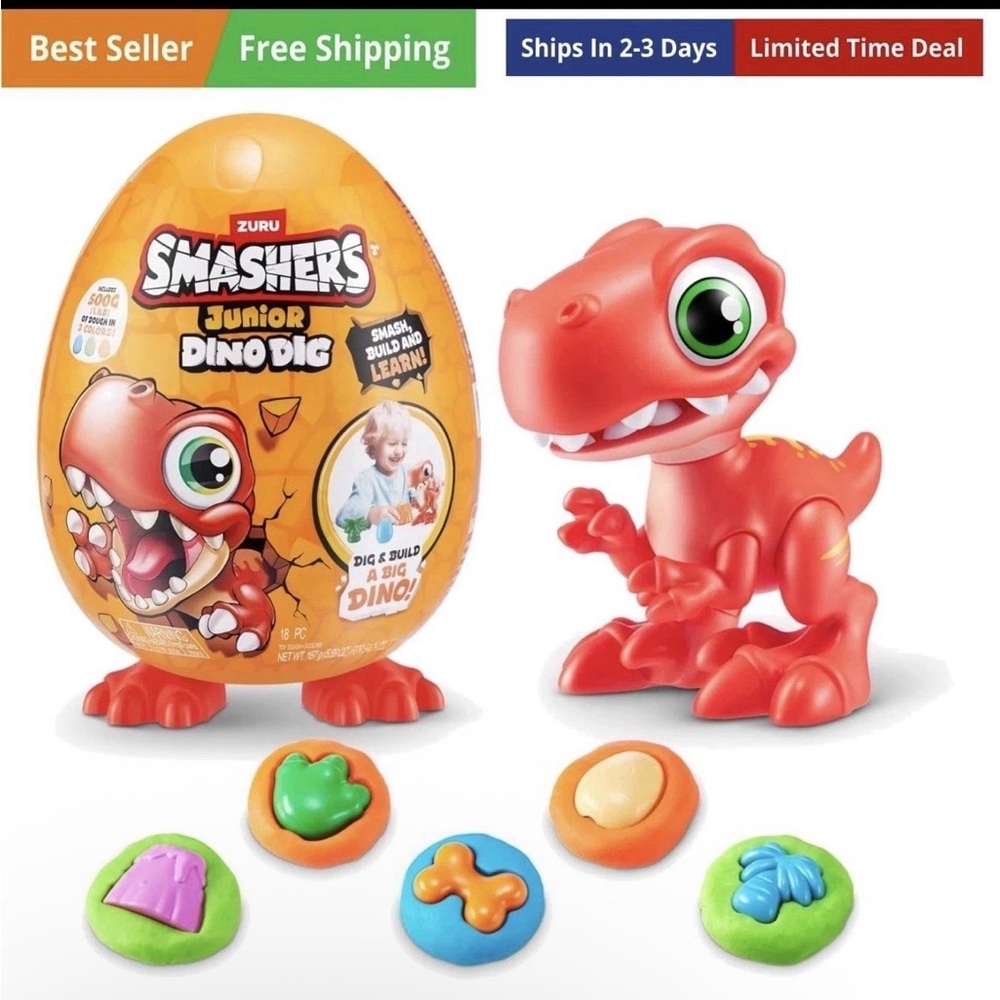 Smashers Junior Dino Dig Small Egg (Raptor) by ZURU 12+ Surprises Compounds M...